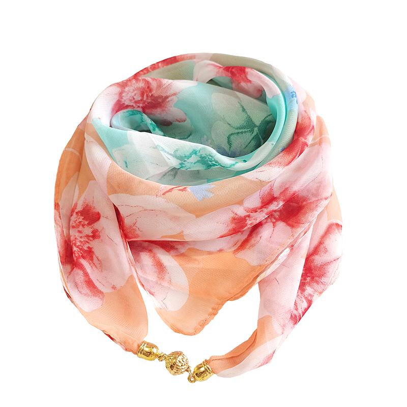 

1Pc Polyester Fiber Fashion Triangle Neck Sunscreen Warmer Scarf Autumn Magnetic Winter Chiffon Scarves 60x60CM
