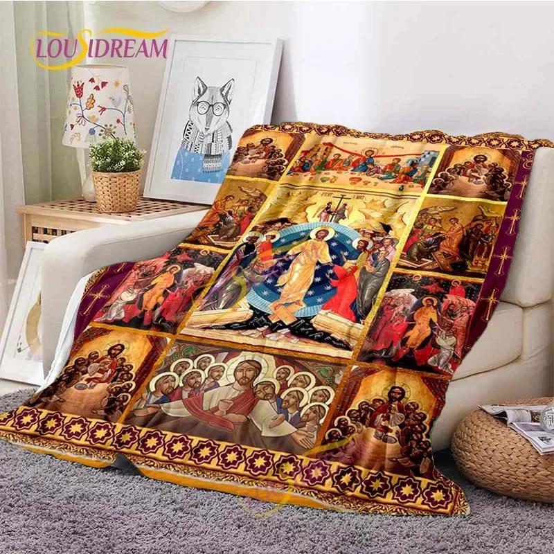 Kind Jesus and Blessed Virgin Mary Soft Christian God Flannel Art Faith Bed Comfortable Home Hiking Four Seasons Warm Blanket