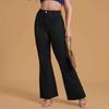 Ladies' Solid Color Casual Versatile Mid Waist Fringed Denim Big Flared Pants Jeans