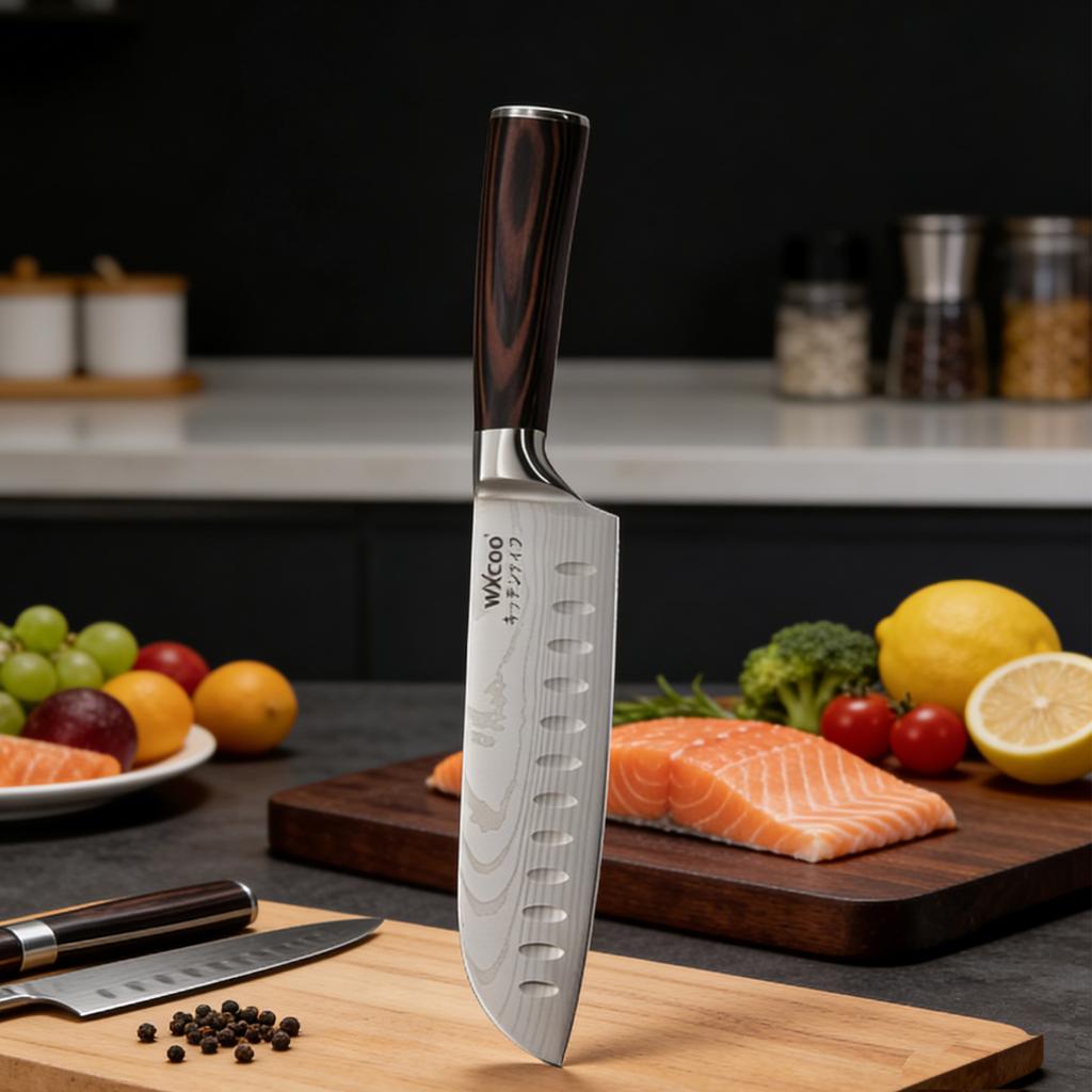MultiPurpose Professional Kitchen Knives Japanese Santoku Knife BBQ Scissor Meat Cleaver Damascus Fruit Knife for Household