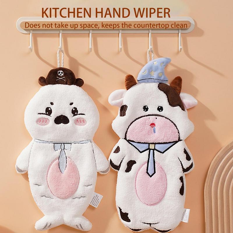 Funny Kitchen Towels Soft Cute Hand Towels For Bathroom Coral Fleece Absorbent Bath Towels Puff Hand Towels With Loop For Home
