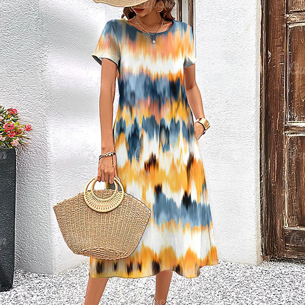 

Новые женские платья с принтом тай-дай, летнее элегантное платье, женские платья с коротким рукавом, модная одежда больших размеров 8XL