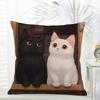 L-Little Black Cat Couple Pillow Cute Cushion Cover Daily Washable Linen Pillowcase Soft For Sofa Bed Home Room Decor
