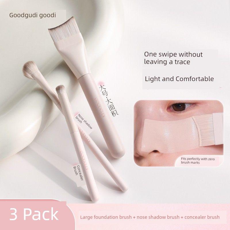 

Taoyao Ultra-Thin Crescent Foundation Brush with Color Palette, Flat Head, Seamless Application, Doesn T Absorb Powder, Professional Makeup Artist Use Man-made fiber Tao Yao Facial 3-Piece Set
