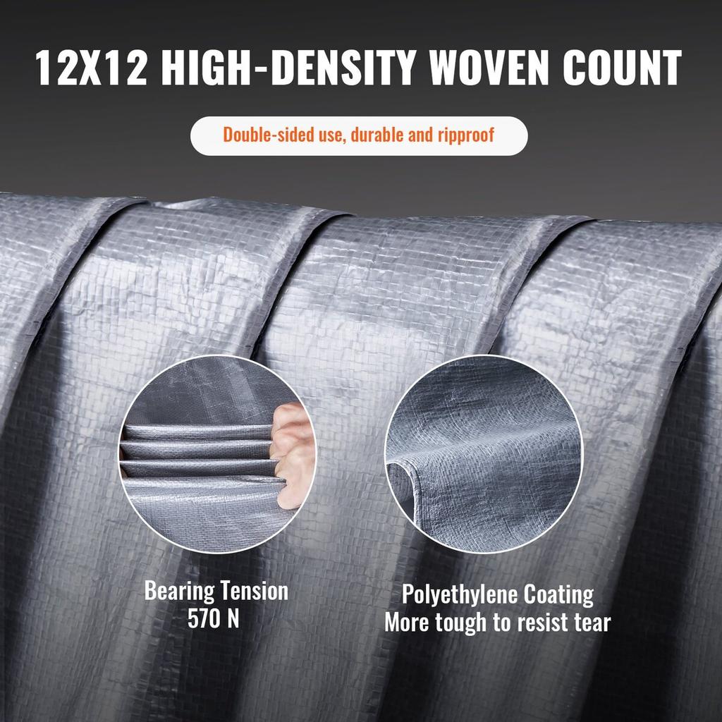 Tarp Waterproof 20x30 ft, Plastic Poly Tarp Cover 10 Mil, Multi Purpose Tear UV and Temperature Resistant Outdoor Tarpaulin with High Durability