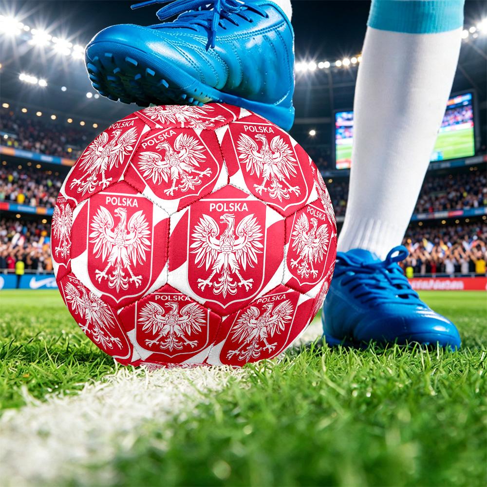 Poland Football Printed Size 5 Soccer Ball Wear Resistant Standard Adult Training Football Fan Gift for Indoor Outdoor Match Sports