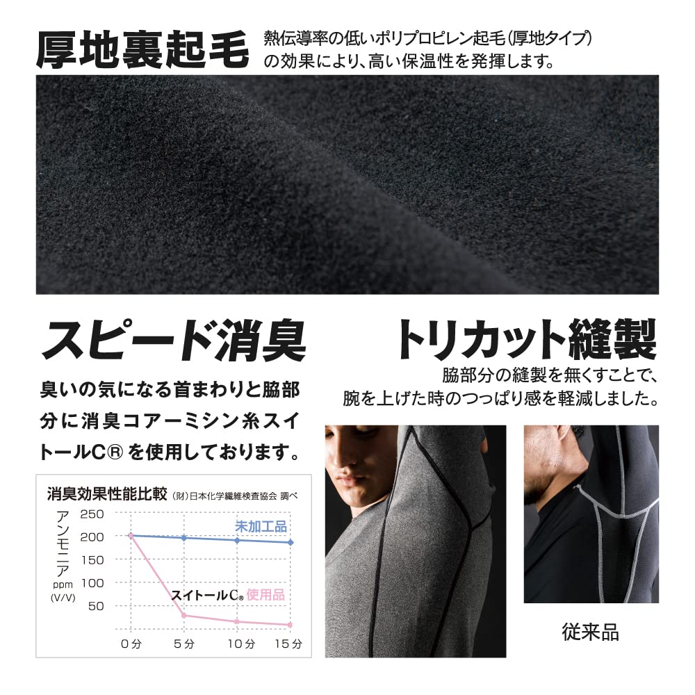 Mănuși Otafuku Iarnă Lung Gât Rotund Căldură Rapidă Deodorizare Negru S, Articole de lenjerie intimă, Mânecă, [Absorbant de transpirație, Uscare, Reținere, Compresie, Pentru bărbați]