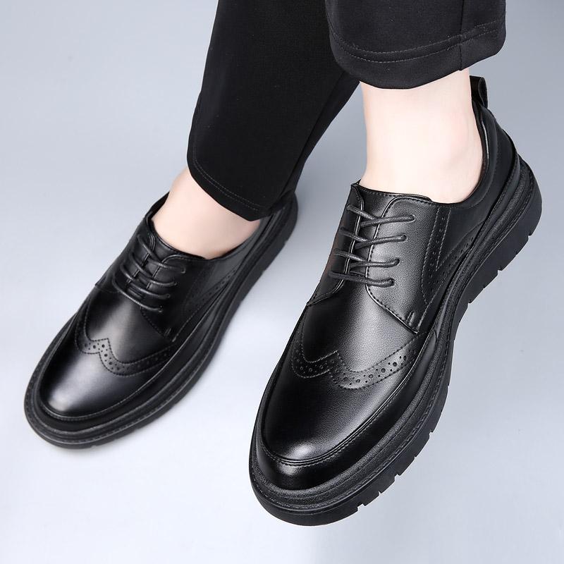 Fashion Spring New Handmade Men's Shoes Oxford Shoes Black Leather Brogue Men's Formal Leather Shoes Classic Business Formal Men's Shoes