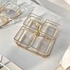 ZISIZ Acrylic Divided Snack and Fruit Plate with Gold Handle