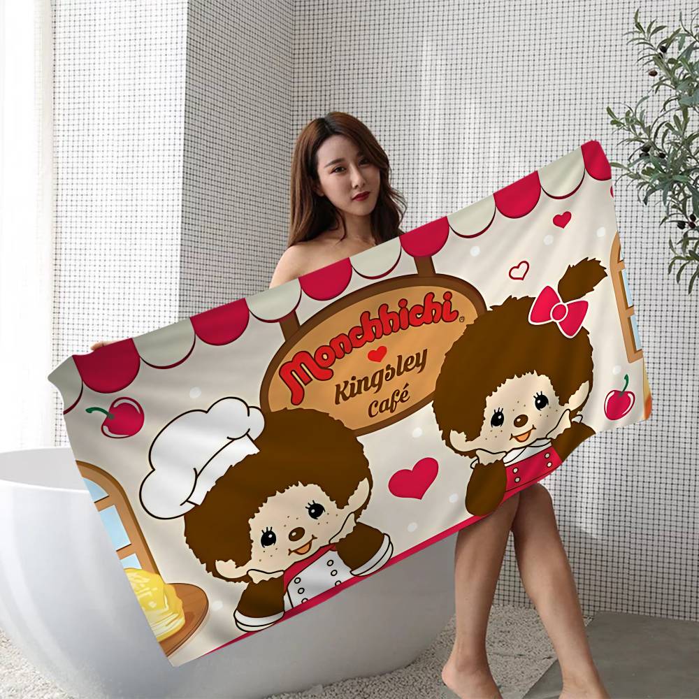 Popular Logo M-Monchhichi Fashion Anime Beach Swimming Soft Absorbent Washcloth Children's Gifts for Kids Travel Camping Gym