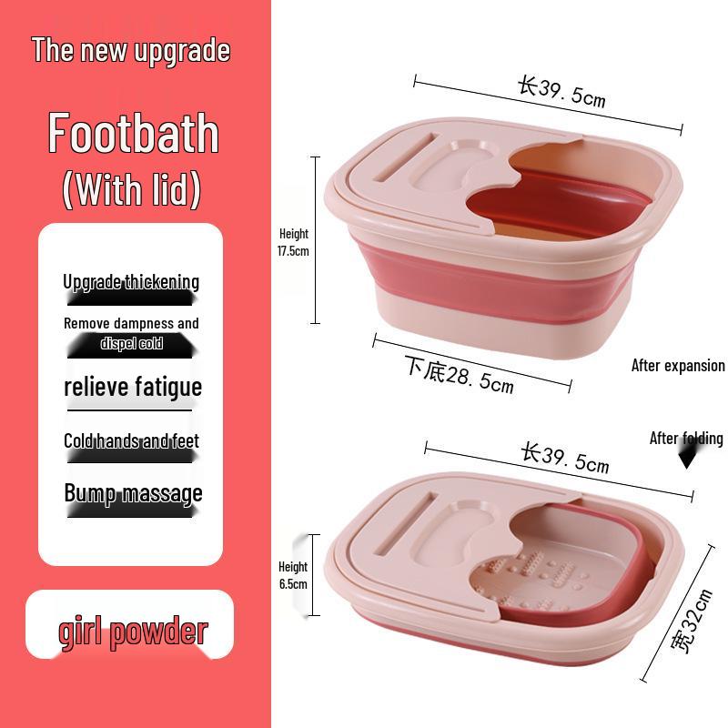 Portable Foldable Foot Bath & Massage Basin for Adults - Thickened Plastic Foot Soaking Bucket for Home & Dorm.