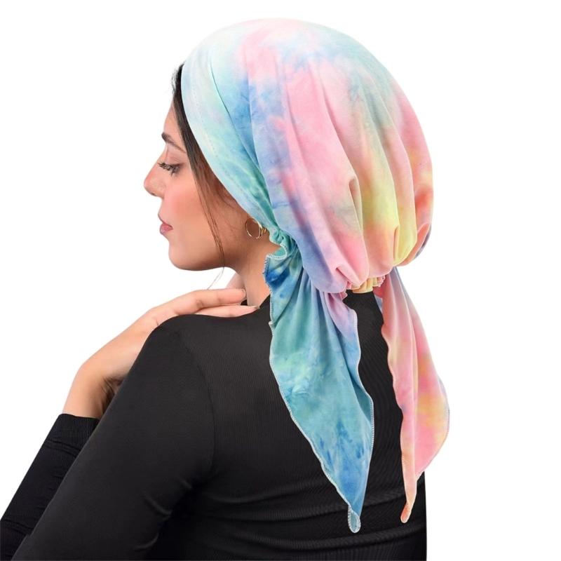 

Breathable Wrap Chemo Cap Hair Cover Cultural Print Hat Unique Two Tail Design For Everyday Use