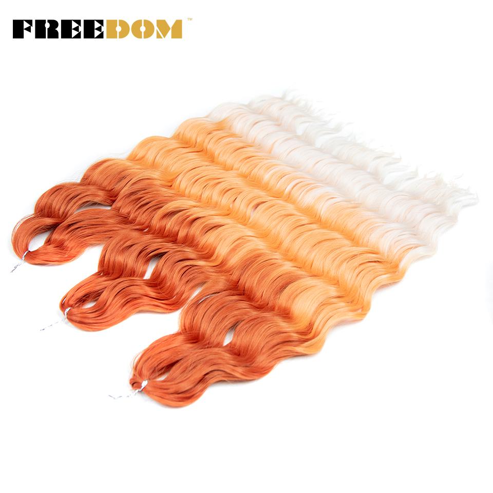 FREEDOM Synthetic Braiding Hair Extensions Natural Curly Wavy 24inch Water Wave Braid Hair Ombre Blonde Brown Twist Crochet Hair