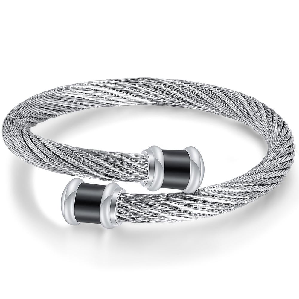6MM Retro Gradient Woven Stainless Steel Open Bracelet