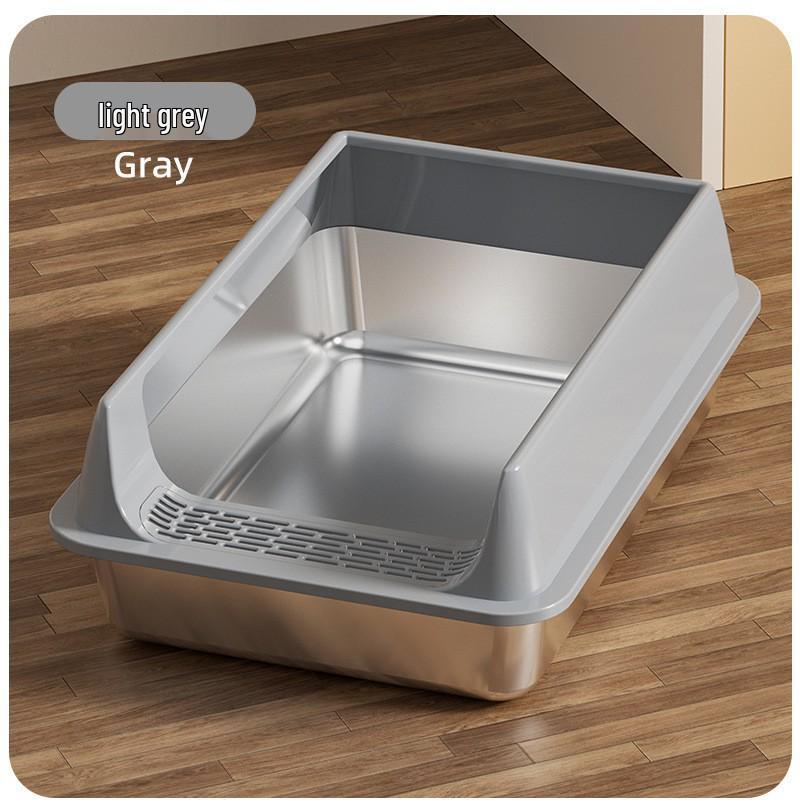 Extra Large Stainless Steel Anti-Splash Cat Litter Box: Easy-Clean, Semi-Enclosed, Deep Design