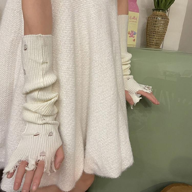 Hollowout Knit Gloves Fashion Women Accessory Fingerless Gloves Y2K Arm Decors