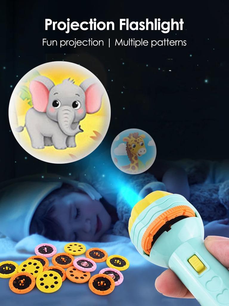 24 Patterns 3/10 Cards Cartoon Projection Flashlight Early Education Cognition Before Bedtime Story Book Puzzle Playthings designed for Children