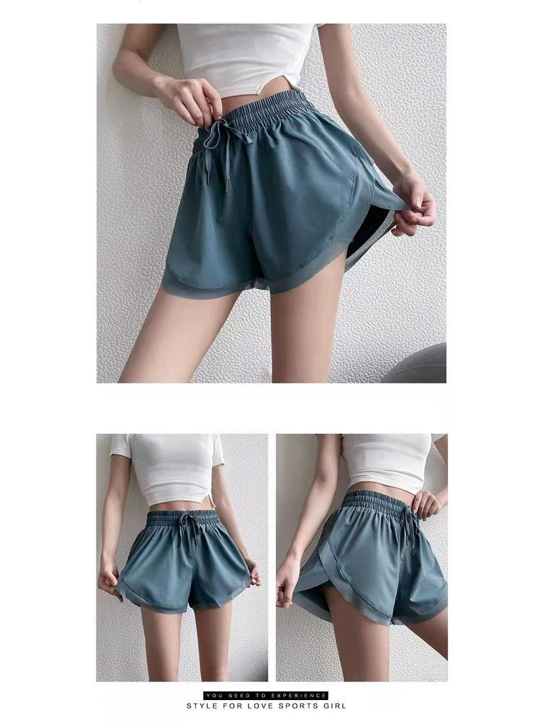 Women's Quick-Dry High Waist Running & Yoga Shorts - Loose, Two-in-One Design, Anti-Exposure.