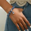 Evil Eye Beaded Bracelet w/Hand Charm | Adjustable Boho Zircon, Blue Eyes Beaded Minimalist, Vintage Chic Everyday Wear