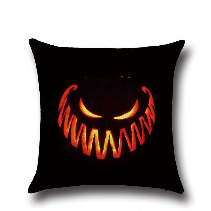 Cotton Linen Halloween Sofa Decor Cushion Cover With Stylish Pumpkin Design