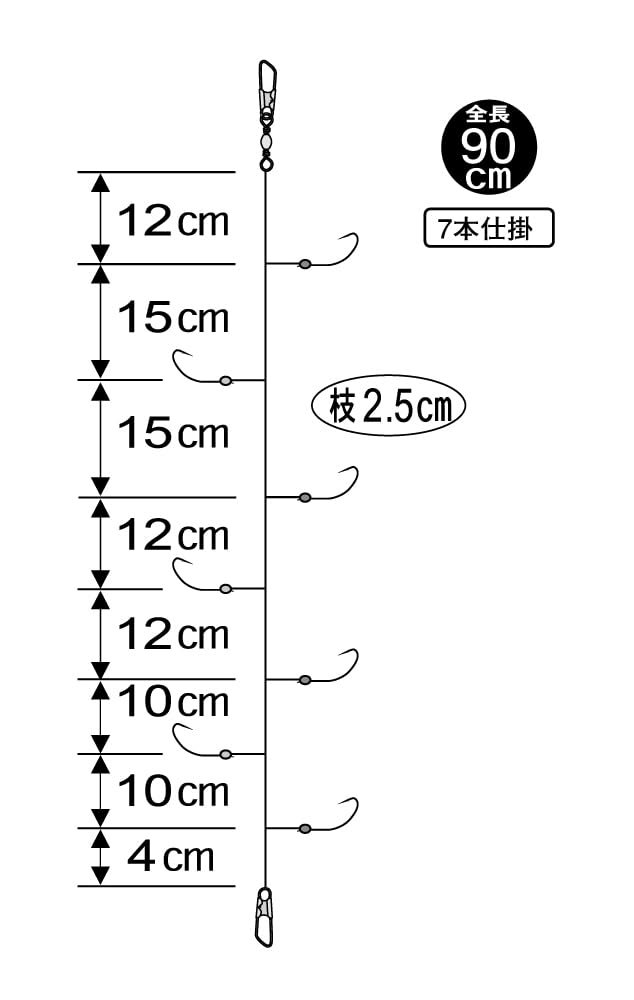 Gamakatsu Smelt Chain Fox Type Hooks, 7 Hooks, W184, Size 1.5, Line 0.2