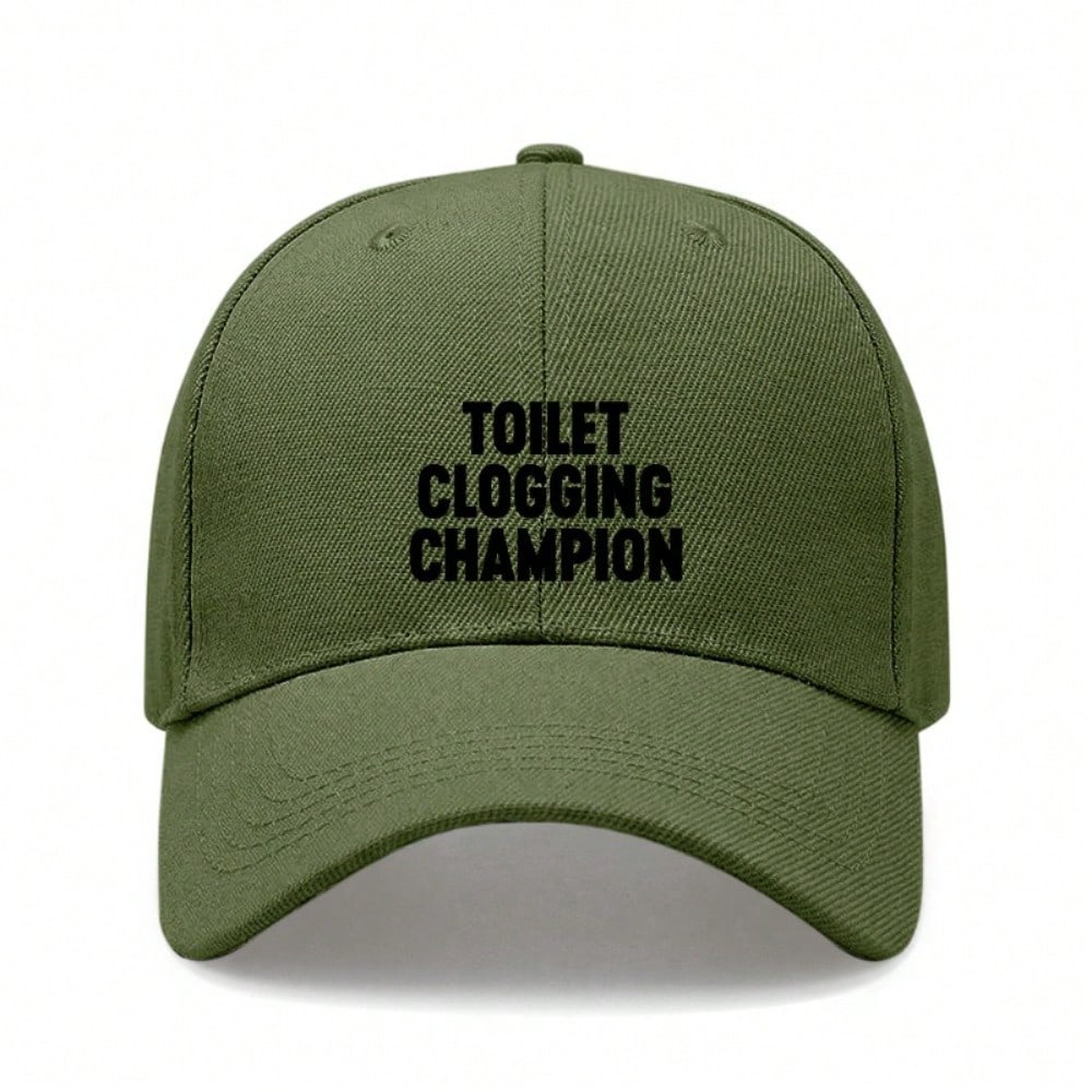 [Funny Baseball Cap] Toilet Clogging Champion Letter Print Polyester Adjustable Breathable Casual Outdoor Sports Dad Hat For Men Women