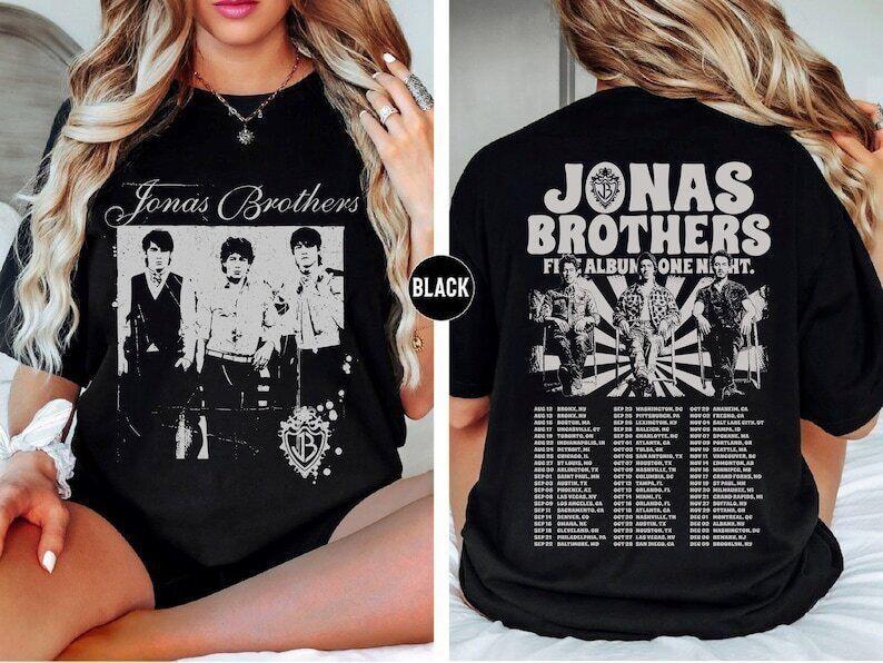Jonas Brothers Vintage T-Shirt Jonas Five Albums One Night Tour Jonas 90 s Tee