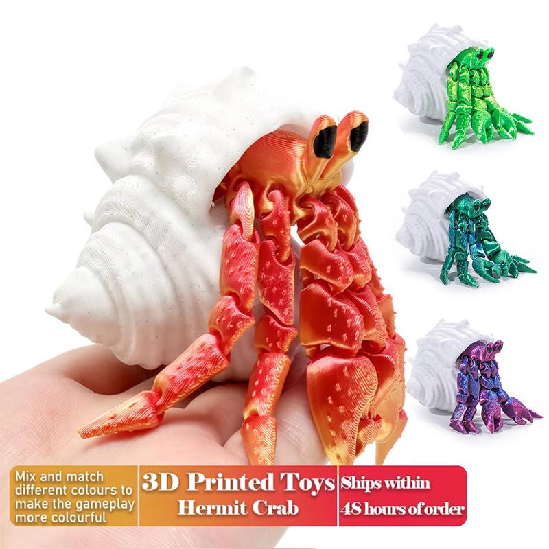 Articulated Hermit Crab 3D Printed Model Movable Joints Cool Desktop Creative Ornament Fun Home Room Decoration Crafts Artwork