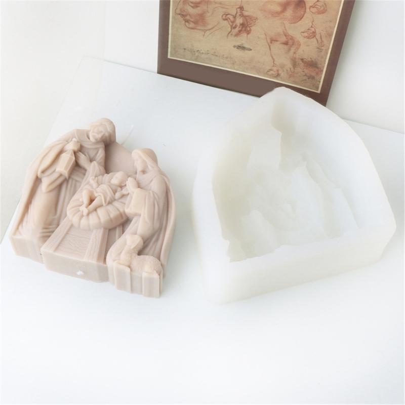 Resin Mold Silicone Texture with Prayer Pattern Candle Moulds for Table and Bedroom for Crafting Unique Table Decors