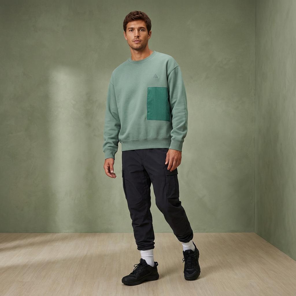 Nike ACG Fleece-Lined Pullover Sweatshirt with Contrast Pockets Men tops Green CV0683-365