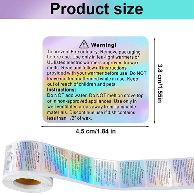 1Roll Fragile Stickers Candle Warning Label Candle Jar Container Stickers Waterproof Wax Melting Safety Label Vow Sticker Label