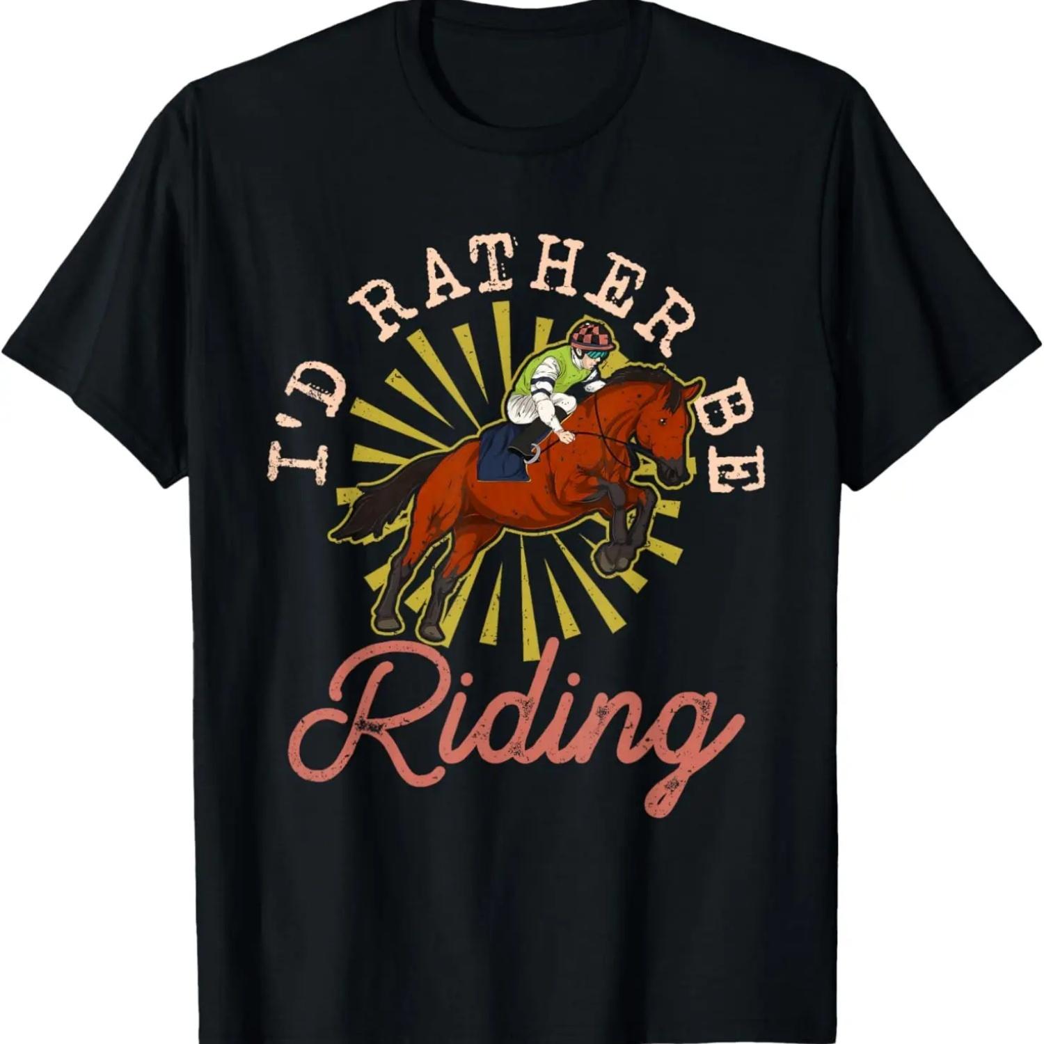 Id Rather Be Riding Show Jumping Equestrian Funny Horse T-Shirt XXXXXL чёрный