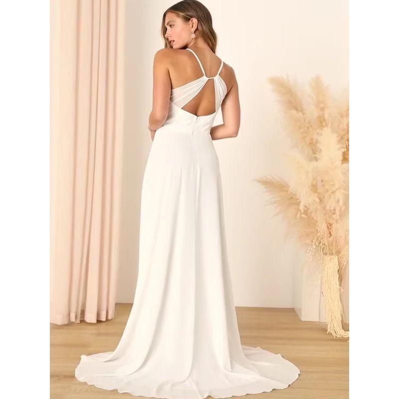 Foreign Trade Order Lu Fairy Sanya Elegant Chiffon Atmosphere Trailing Church Grass Light Luxury Wedding Dress Formal Dress Long dress