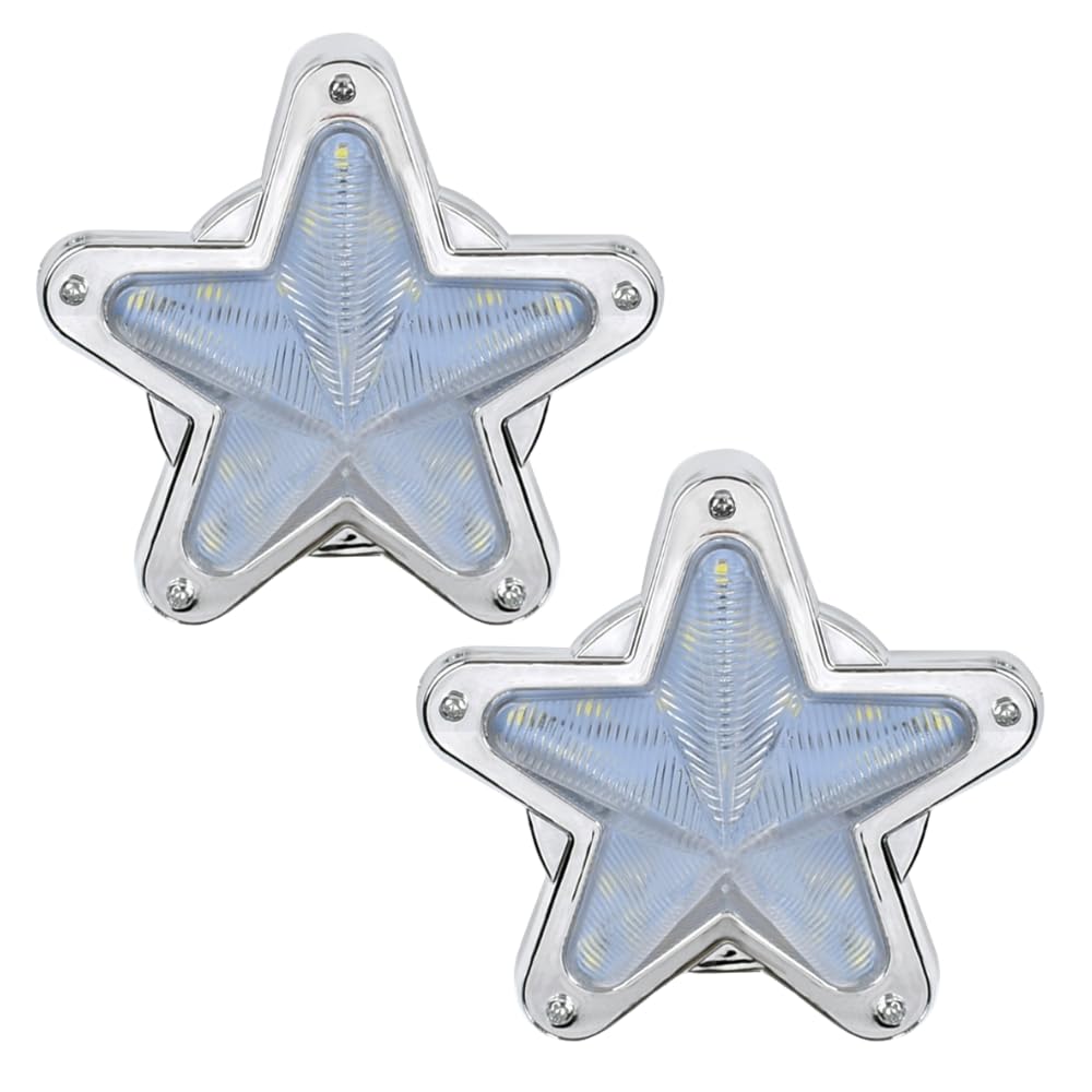 ideamall Side Marker Truck 24V Car Illumination LED Light Square Marker Star Shape Set of 2 (White)