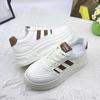College Style Striped Little White Shoes Women's Shoes Popular 2025 Spring New Versatile Thick-soled Lightweight Casual Board Shoes