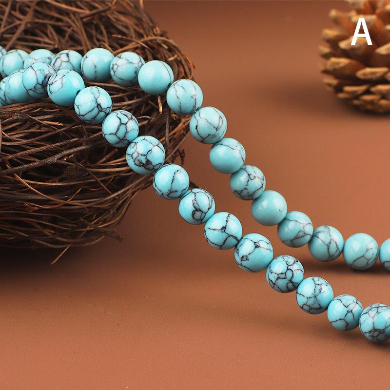 Turkusowe Koraliki w Odcieniu Zielonkawym do Tworzenia Bransoletek DIY – Sznur Okrągłych Koralików