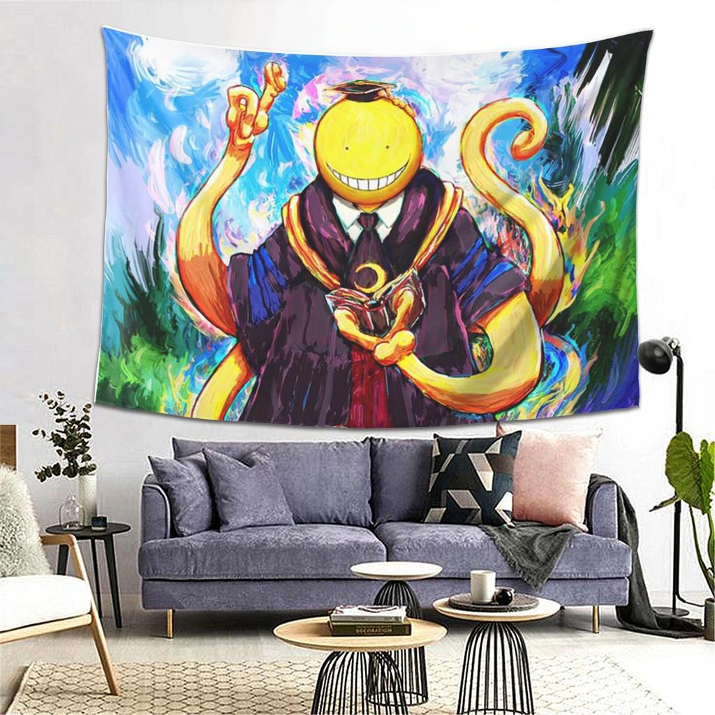 Assassination Classroom Octopus Koro Sensei Tapestry Wall Hanging Aesthetic Home Decor Tapestries for Living Room Bedroom