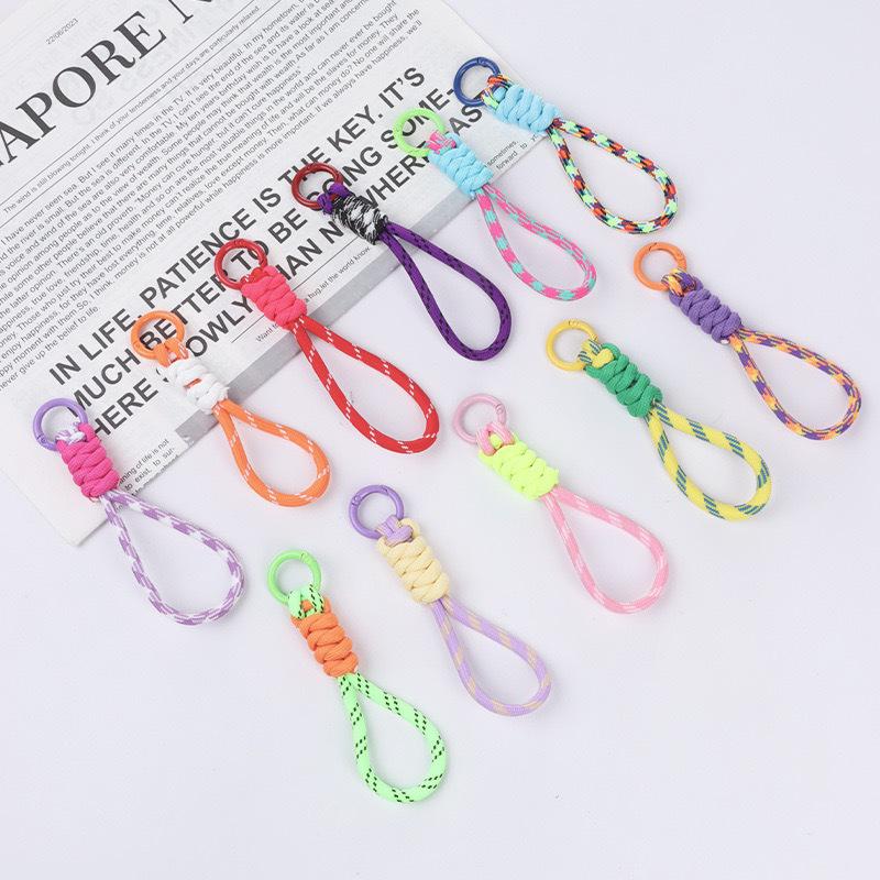 Double-Layer Woven Keychain Bag with Carabiner Pendant for DIY Hanging