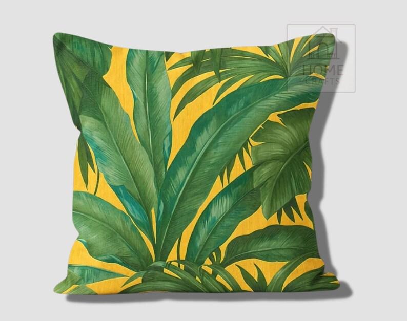 Home Decor Exotic Green Leaf Pattern Digital Printed Pattern Cushion Cover Suitable For Sofa Bedroom Car Pillow Cover