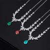 Cross Border Luxury Red Corundum Gemstone Pendant Zircon Necklace Collarbone Chain Formal Dress Evening Decoration Colorful Treasure
