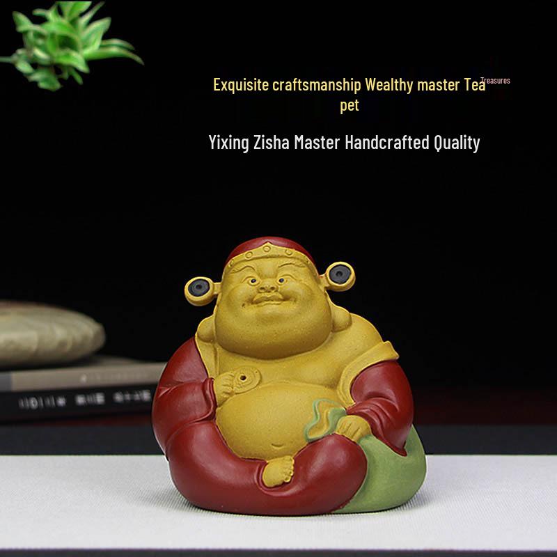 Handmade Yixing Zisha Tea Pet Ornament - Masterpiece Sculpture for Attracting Wealth Shanyuetang 1000-9-dgk