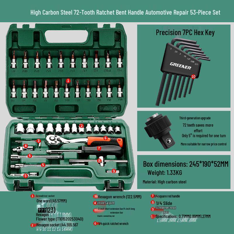Multifunctional Automotive Ratchet Socket Wrench Tool Set