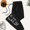 Cute Cat And Paw Print Prints Sweatpants Women Basics Jogger Pants Comfortable Fleece Loose Trousers Autumn Winter Woman Clothes