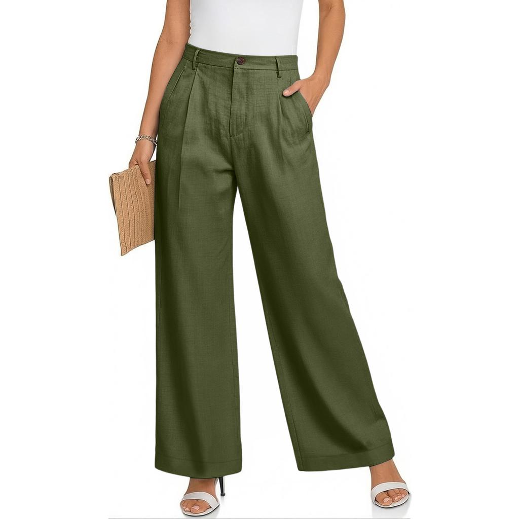 Ladies' Color Casual Fashion Breathable Loose Cotton And Linen Pants