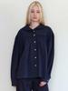 THERYE Round Collar Ruffle Blouse(Navy)