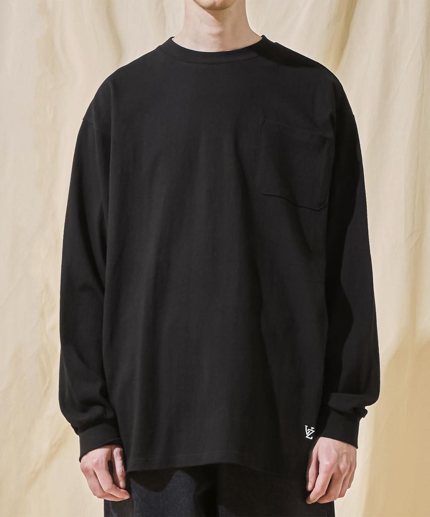Bajal Vz Logo Big Oversized Pocket Long Sleeve T-Shirt Black