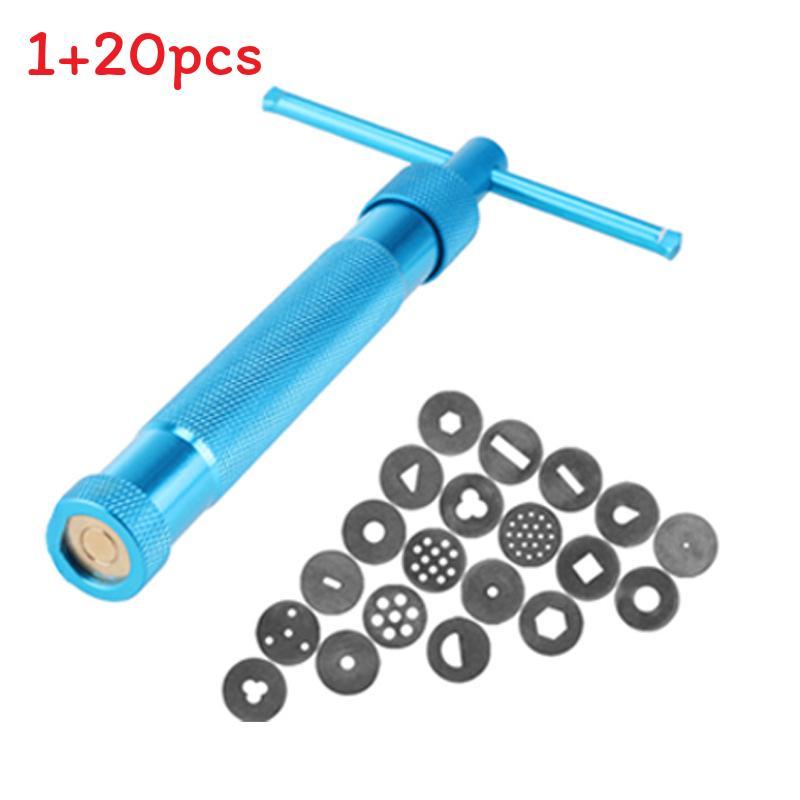 Modern Minimalist Stainless Steel Piping Gun With 20 Floral Nozzles For Baking Creations