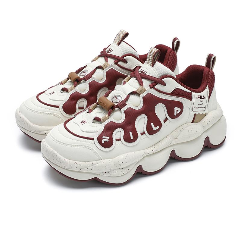 New FILA PEASE Cushioning Wear-Resistant Low-Top Casual Shoes Women's White Red F12W512144FAR
