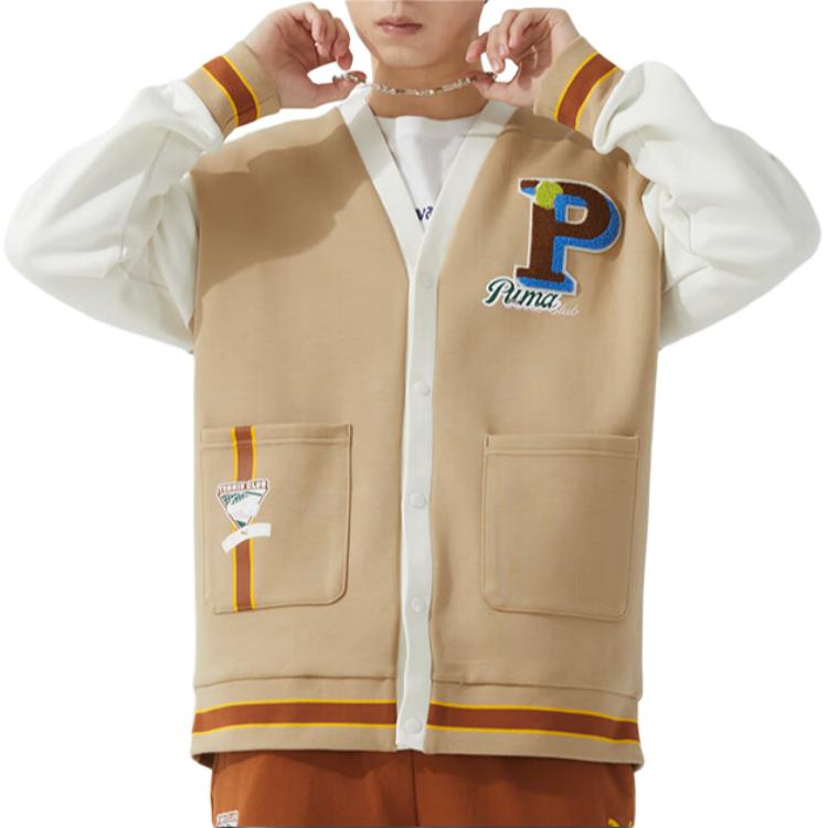 Puma Color Block Casual Long Sleeve Jacket Unisex Jacket Khaki 625798-83
