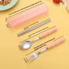 Stainless Steel Portable Student Tableware Outdoor Travel Lunch Box Spoon Fork Chopsticks Set With Storage Case Adult Gift
